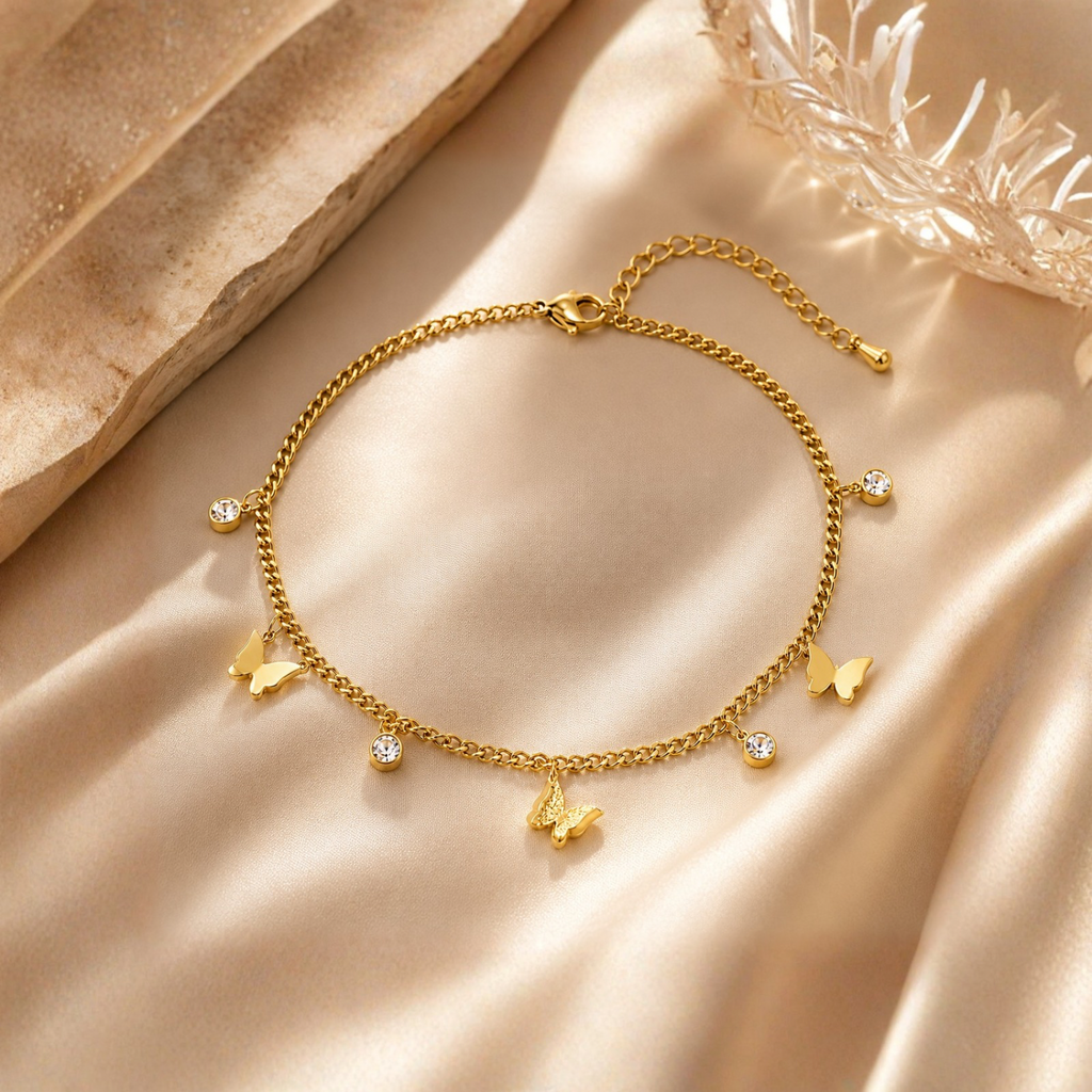 Golden Butterfly Charm Anklet